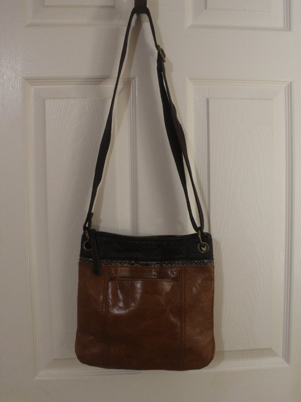 The Sak Brown Crossbody Bag with Patterned Lining